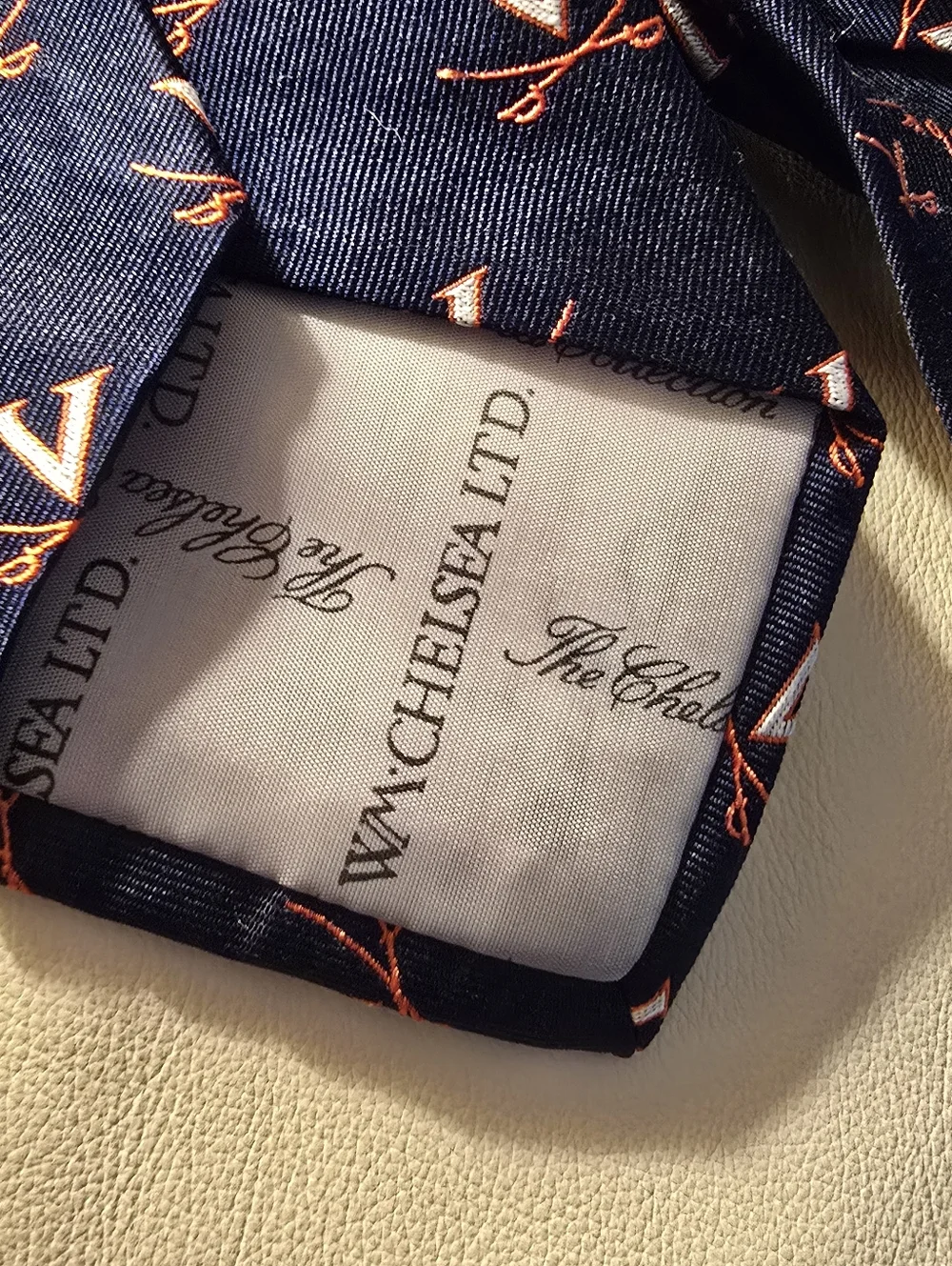 Wm Chelsea Ltd University of Virginia UVA V-Sabre Blue Men's Silk Necktie Tie
